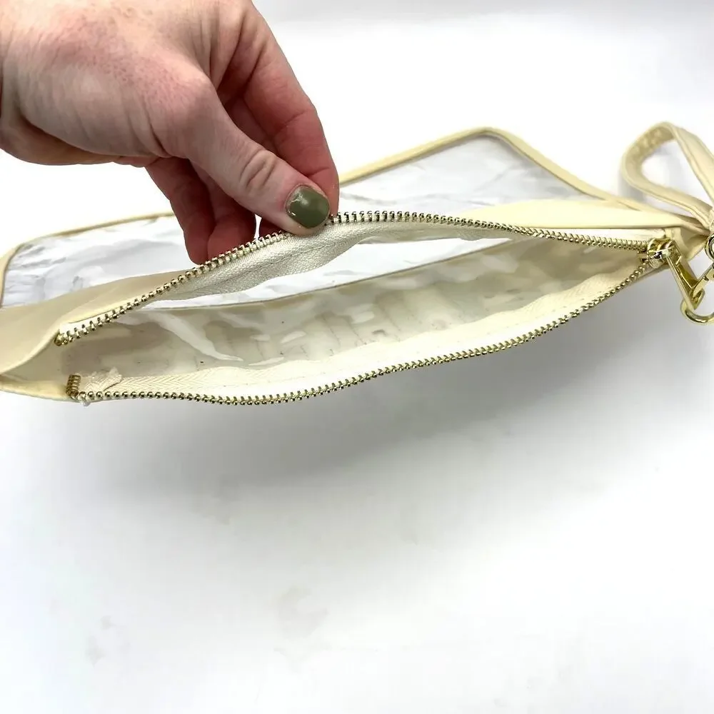 STUFF Zipper Pouch Wristlet Bag Clear Purse Stadium Bag Cosmetic Pouch